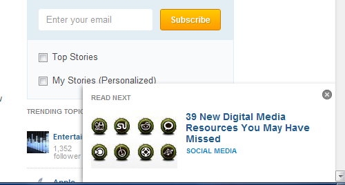 Mashables cool 'Next Post Widget' thumbnail image